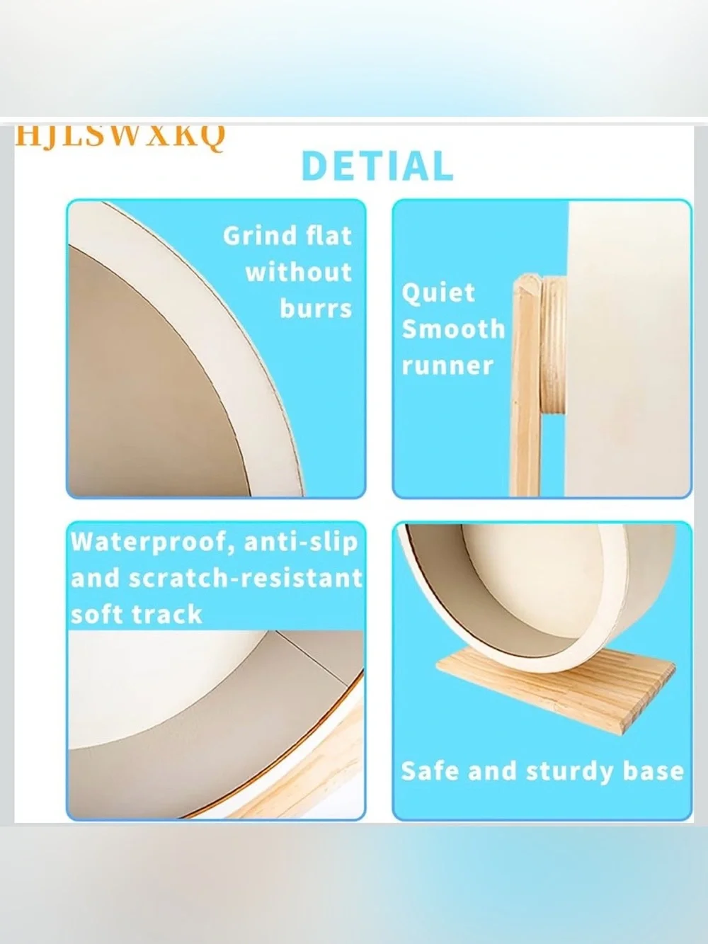 11.42 inch Silent Wooden Hamster Wheel with Removable Track Waterproof Anti-Slip